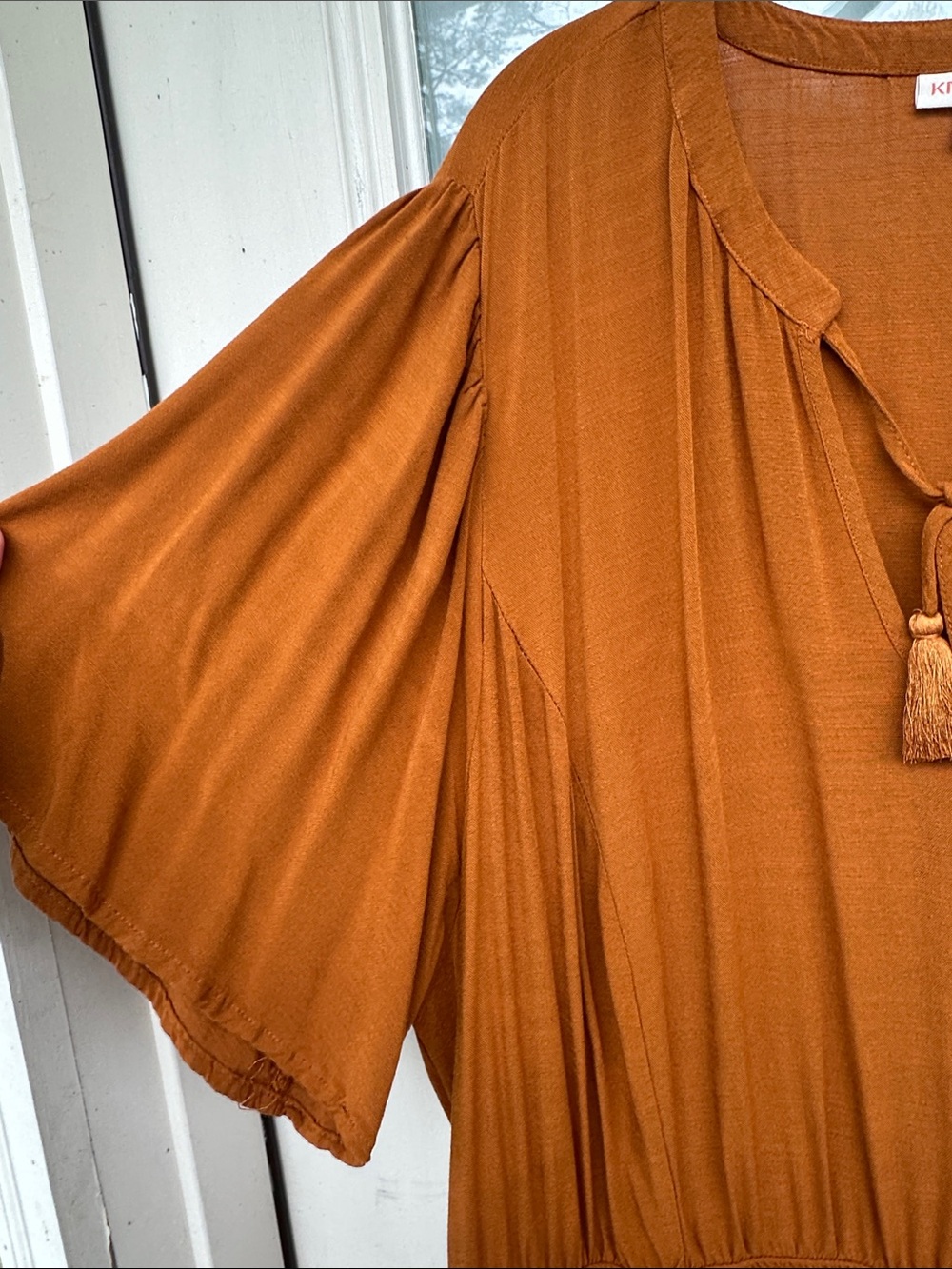 NWOT Knox Rose Tassel-Neck Maxi Dress in Rust/Copper (2X) - Picture 3 of 11